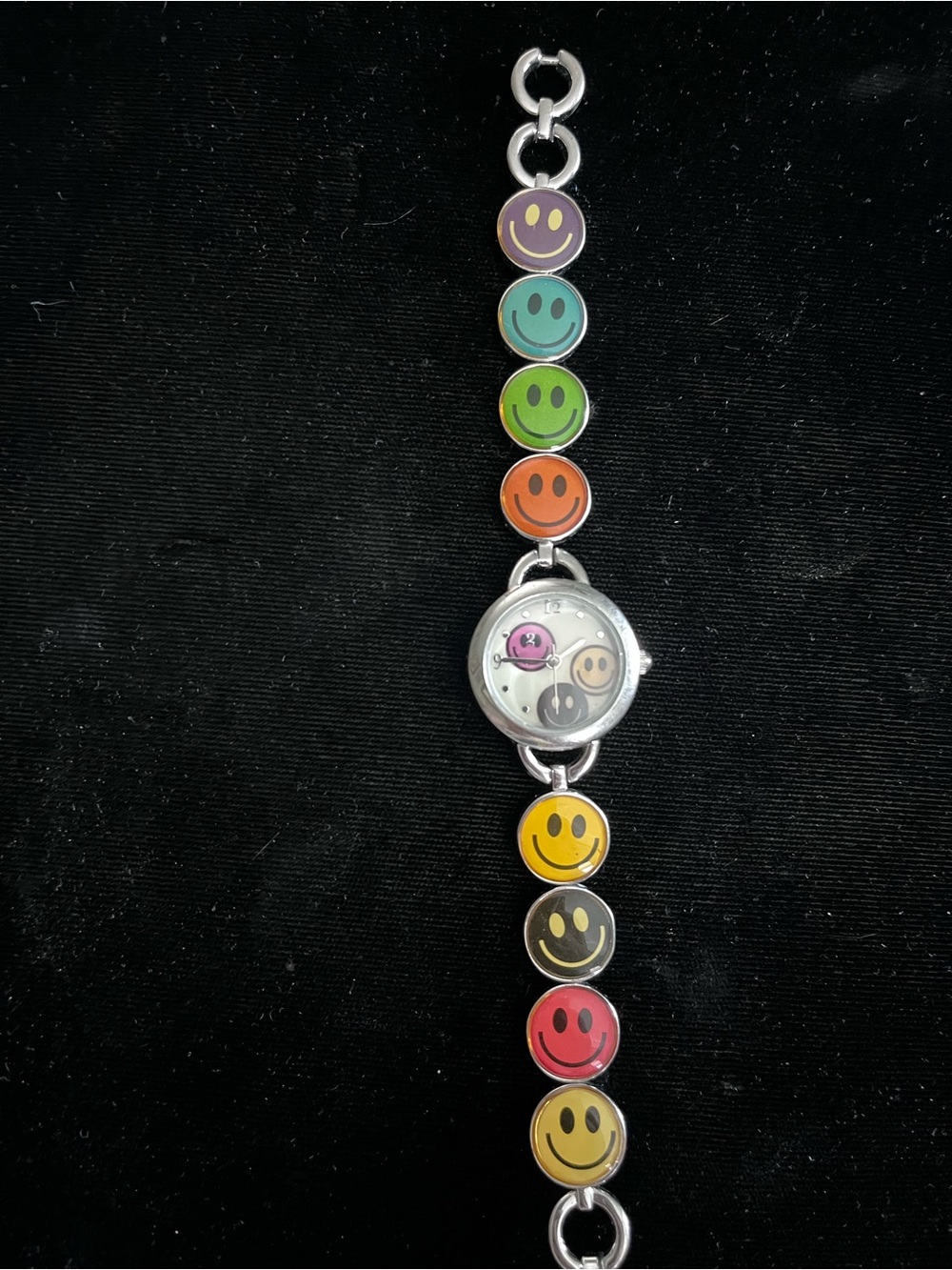 Accutime S281 Smiley Face Charm Bangle Watch Y2K